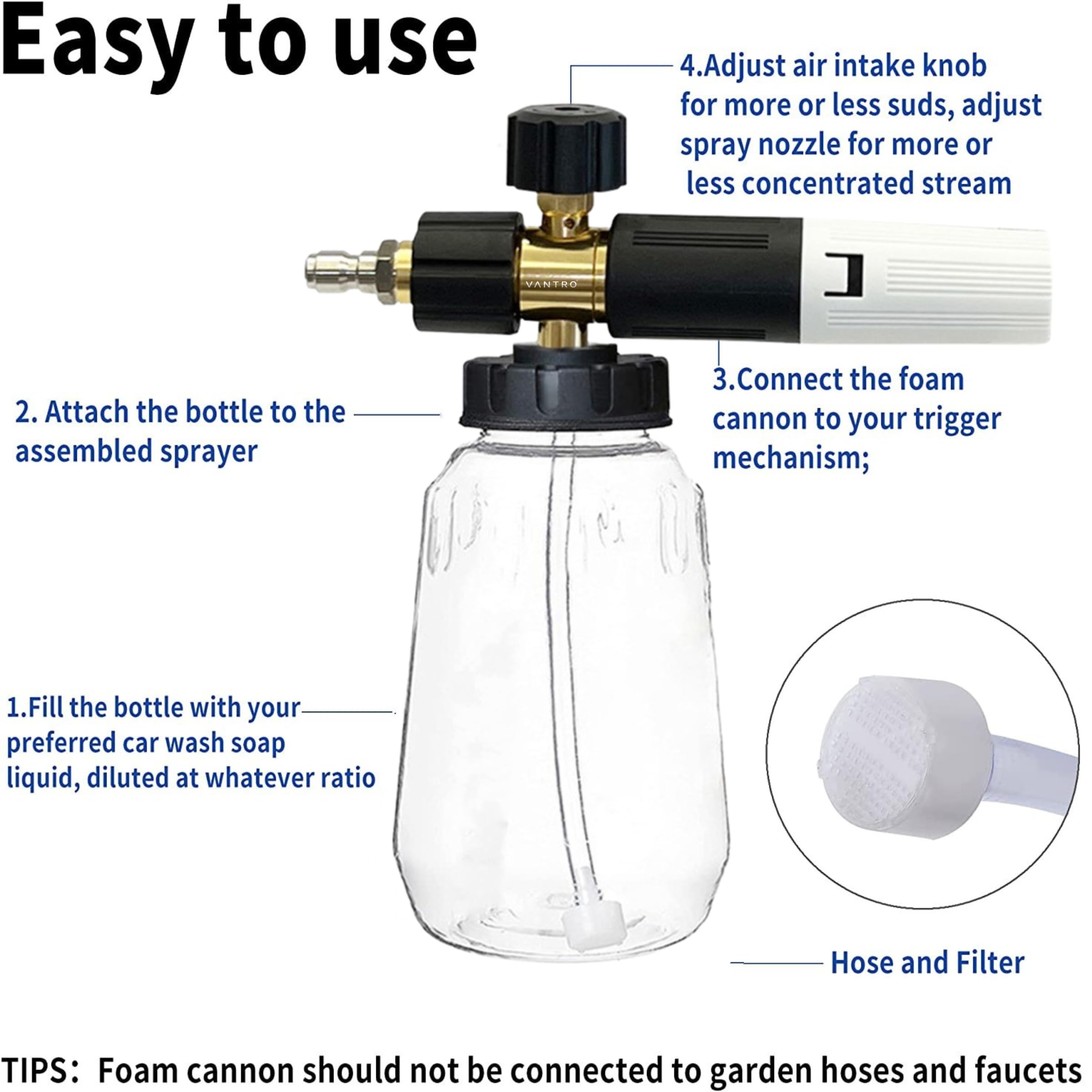VANTRO Pressure Washer Foam Canon 1 Ltr – F1